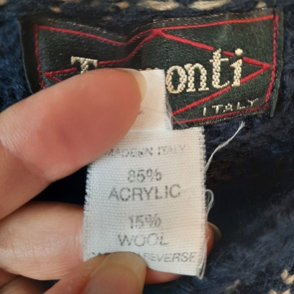 Tramonti Made in Italy wool blend Nordic fair isle chunky knit crewneck sweater - Picture 10 of 10